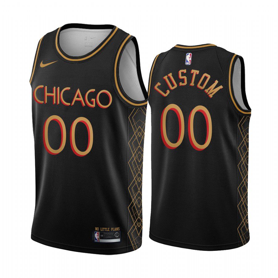 Men Chicago Bulls 00 custom black motor city edition no little plans 2020 nba jersey